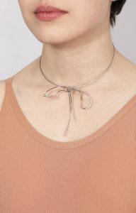 Rhodium Bow necklace