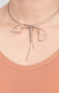 Rhodium Bow necklace