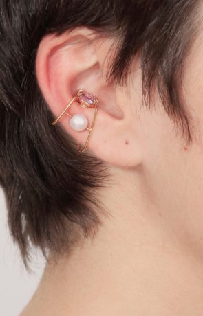 Amethyst and Pearl ear cuff