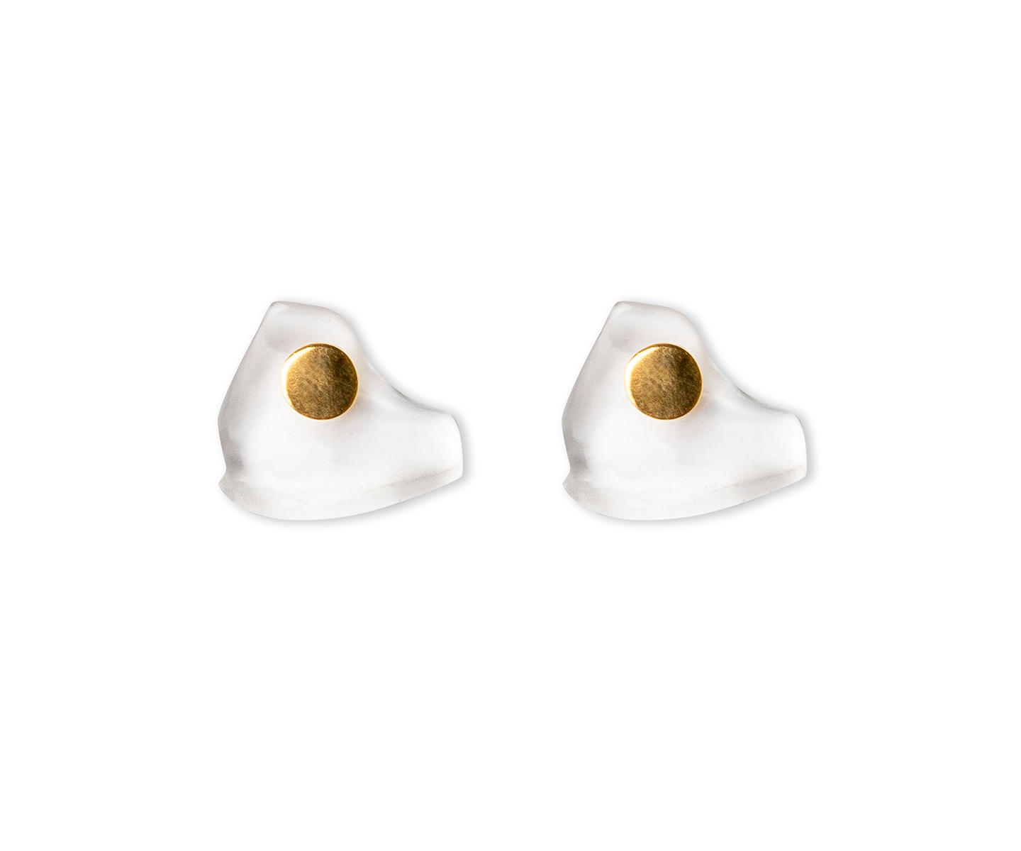 Gold earring with false clear quartz dilation