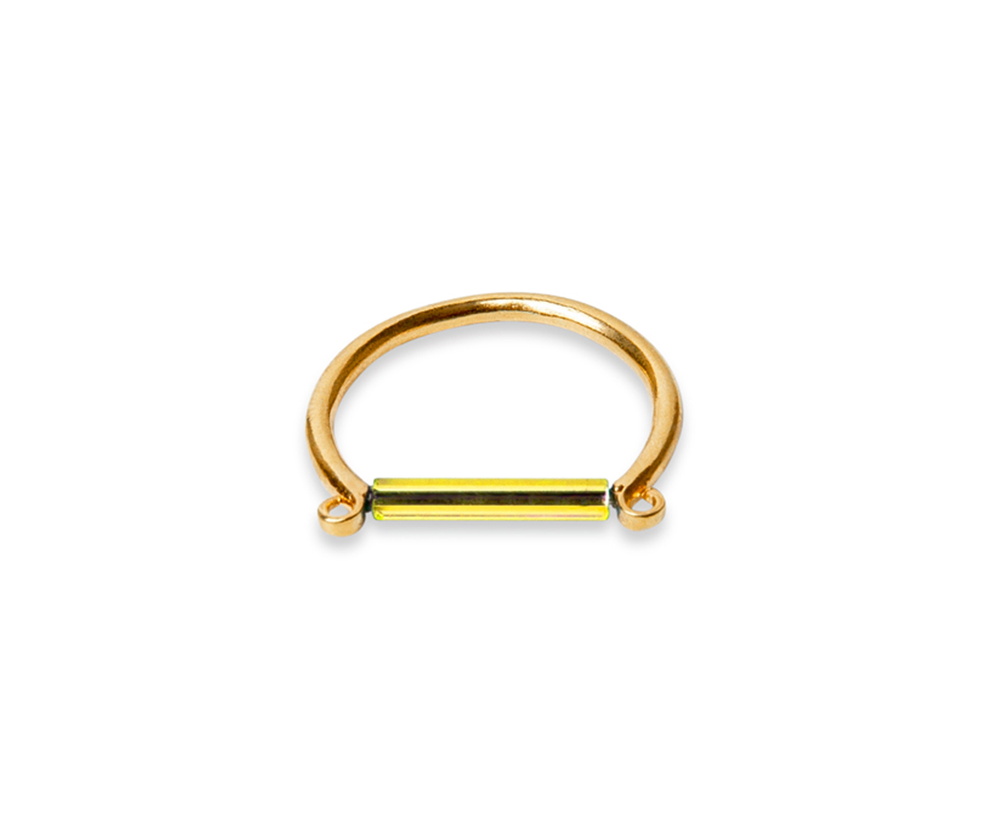 Gold ring with minimalist neon lemon bar