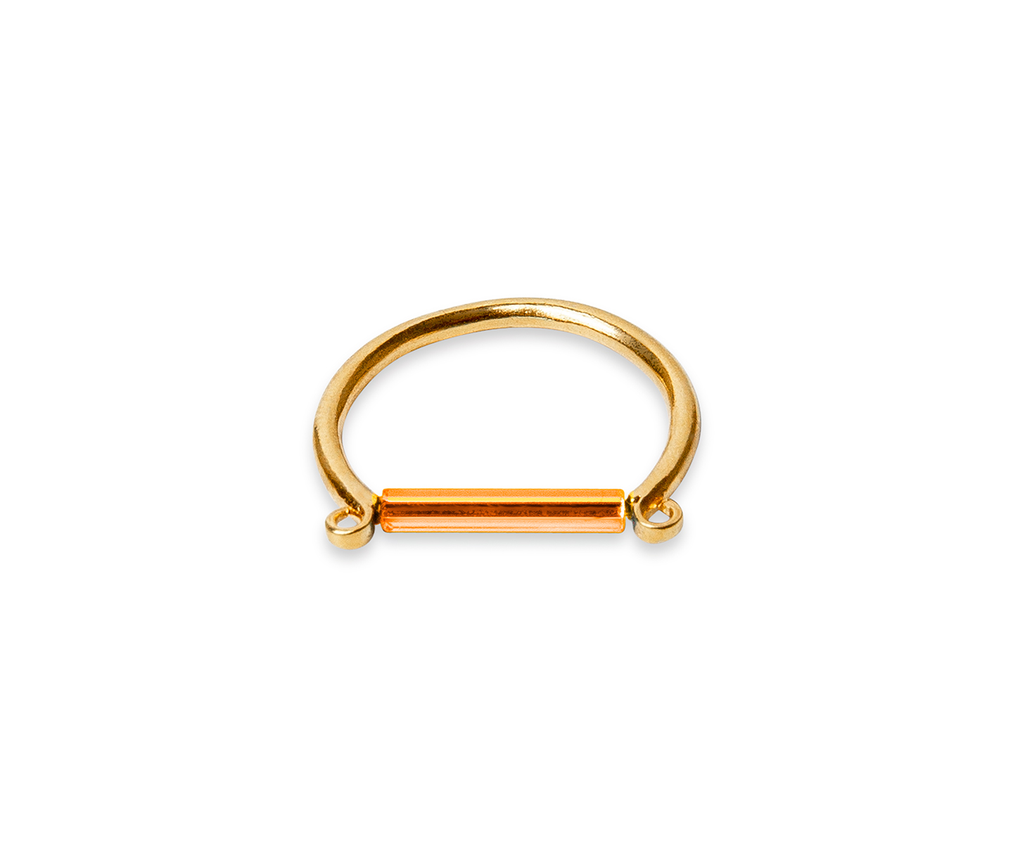 Gold ring with minimalist neon orange bar