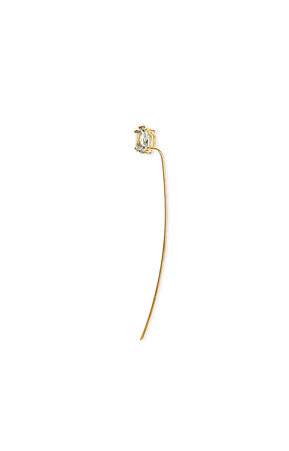 Long blue topaz tusk gold earring