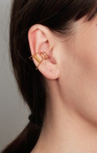 Blue and lemon ear cuff
