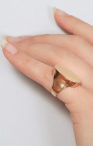 Gold flat signet ring