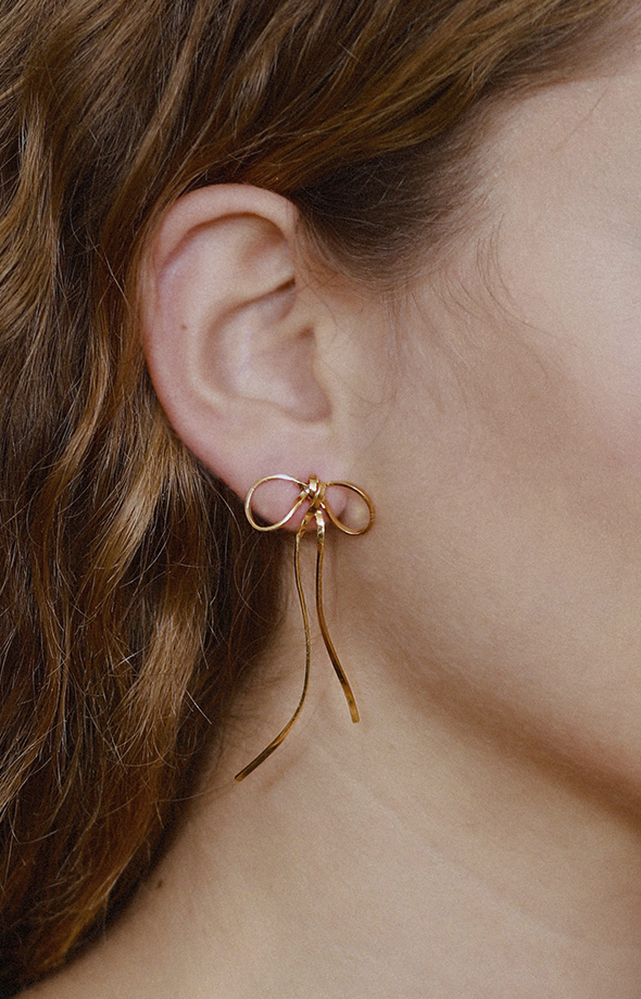 Little bows gold earrings