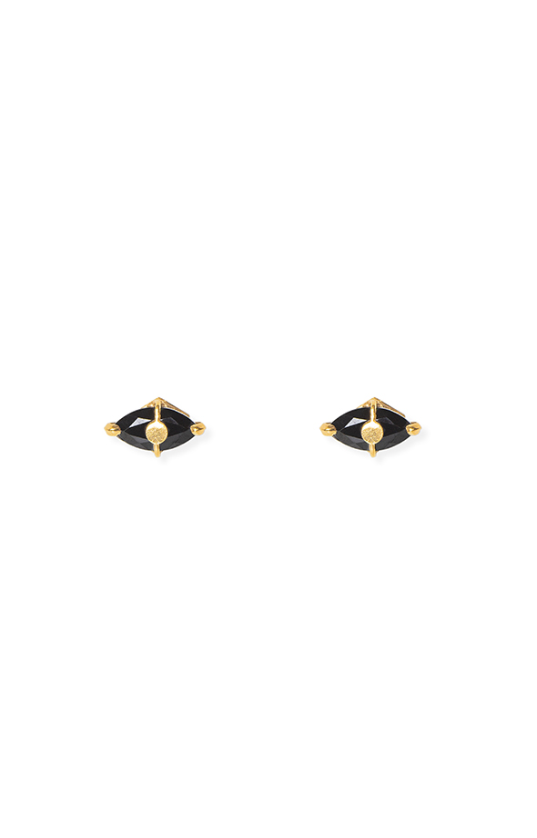 Earrings in gold plated silver set with black spinels