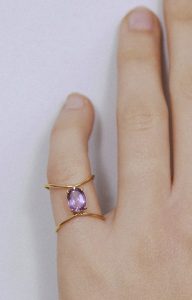 Amethyst gold double ring