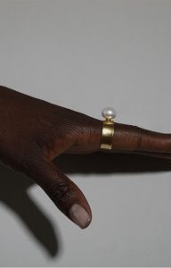 White Moon wide ring