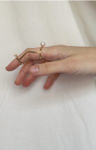 Two Pearls Articulated Ring