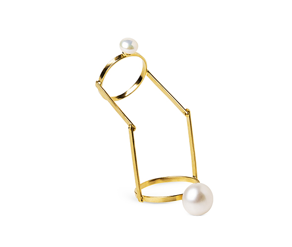 Two Pearls Articulated Ring