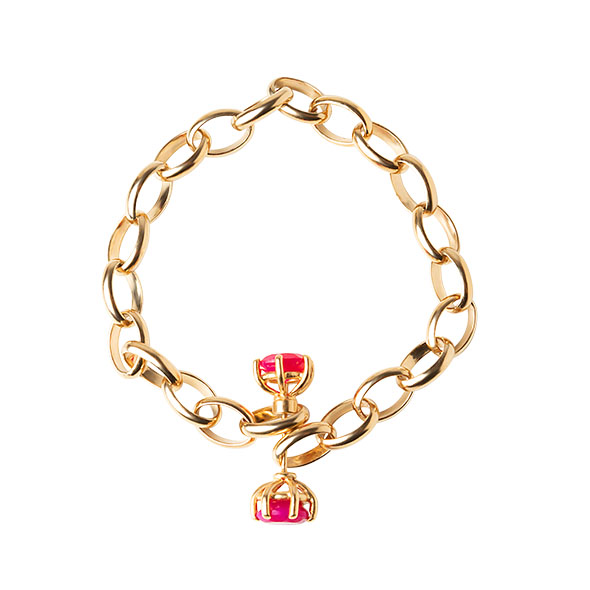 Pierced Chain Bracelet Magenta
