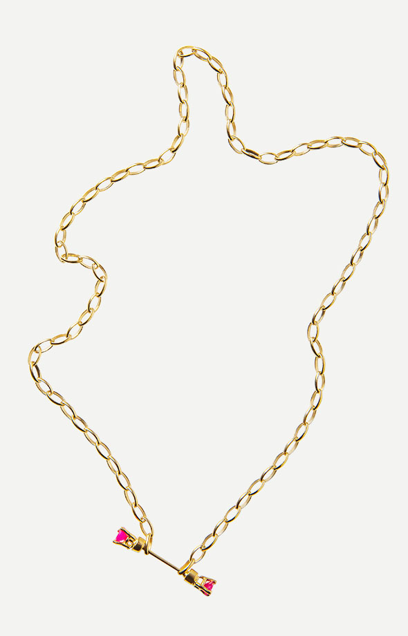 Pierced Chain Necklace Magenta