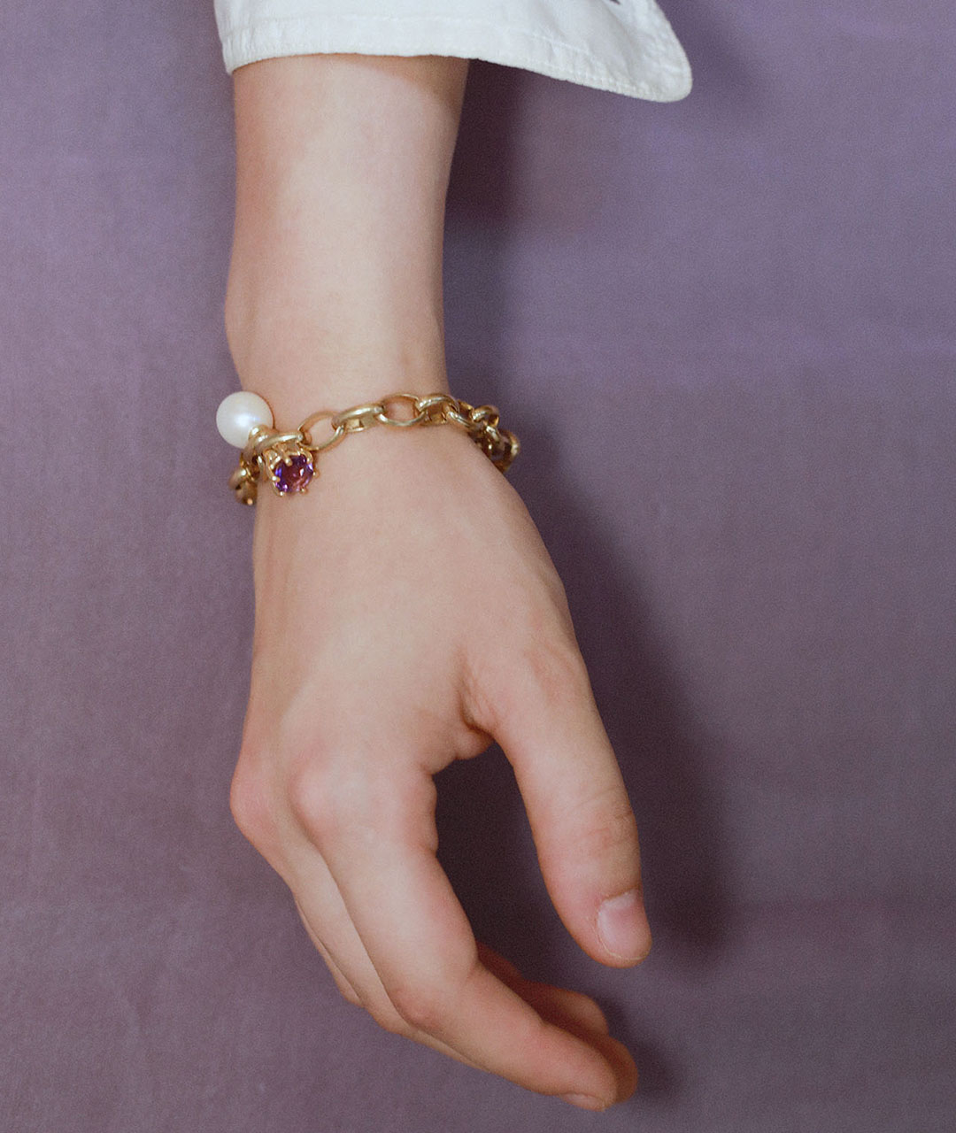 Pierced Chain Bracelet Topaz and Amethyst-3