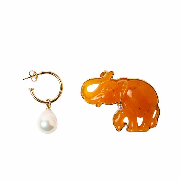Elephant and Pearl Earrings
