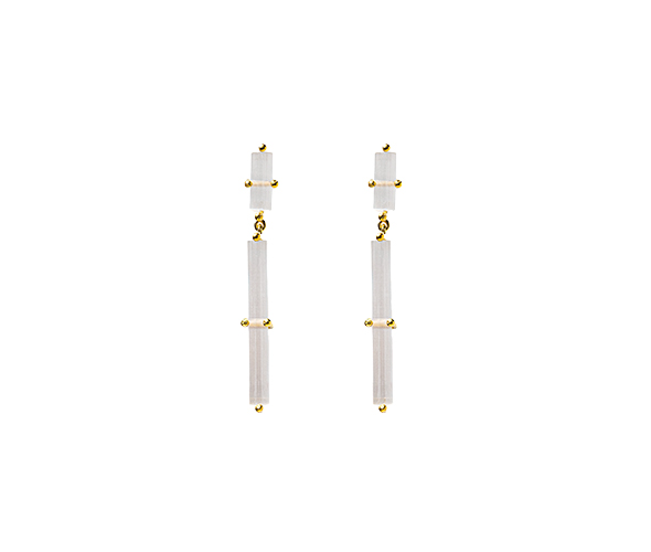 Frosted White Cross Earrings