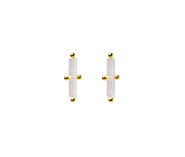 Frosted White Short Cross Earrings