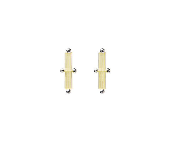 Pale Yellow Short Cross Earrings