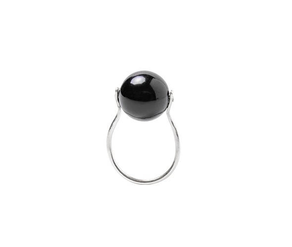 Anillo Black Ball Plata